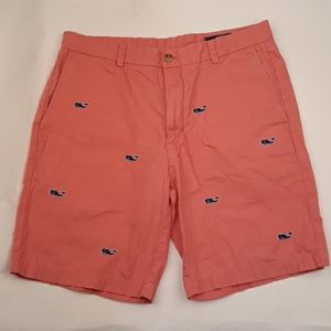 VINEYARD VINES Breaker Solid Pink WHALES Cotton Sz 35 Mens‎ Preppy Shorts
